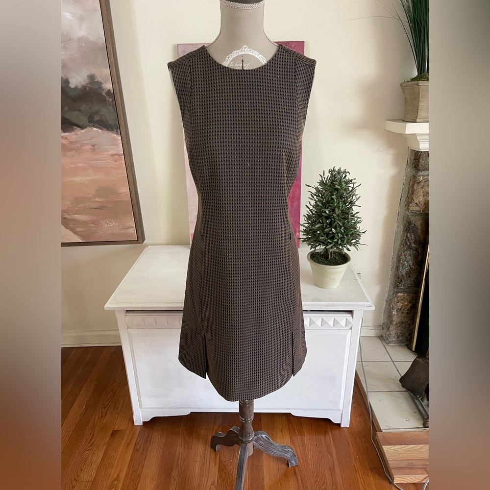 Theory Brown Print Sleeveless Sheath Dress